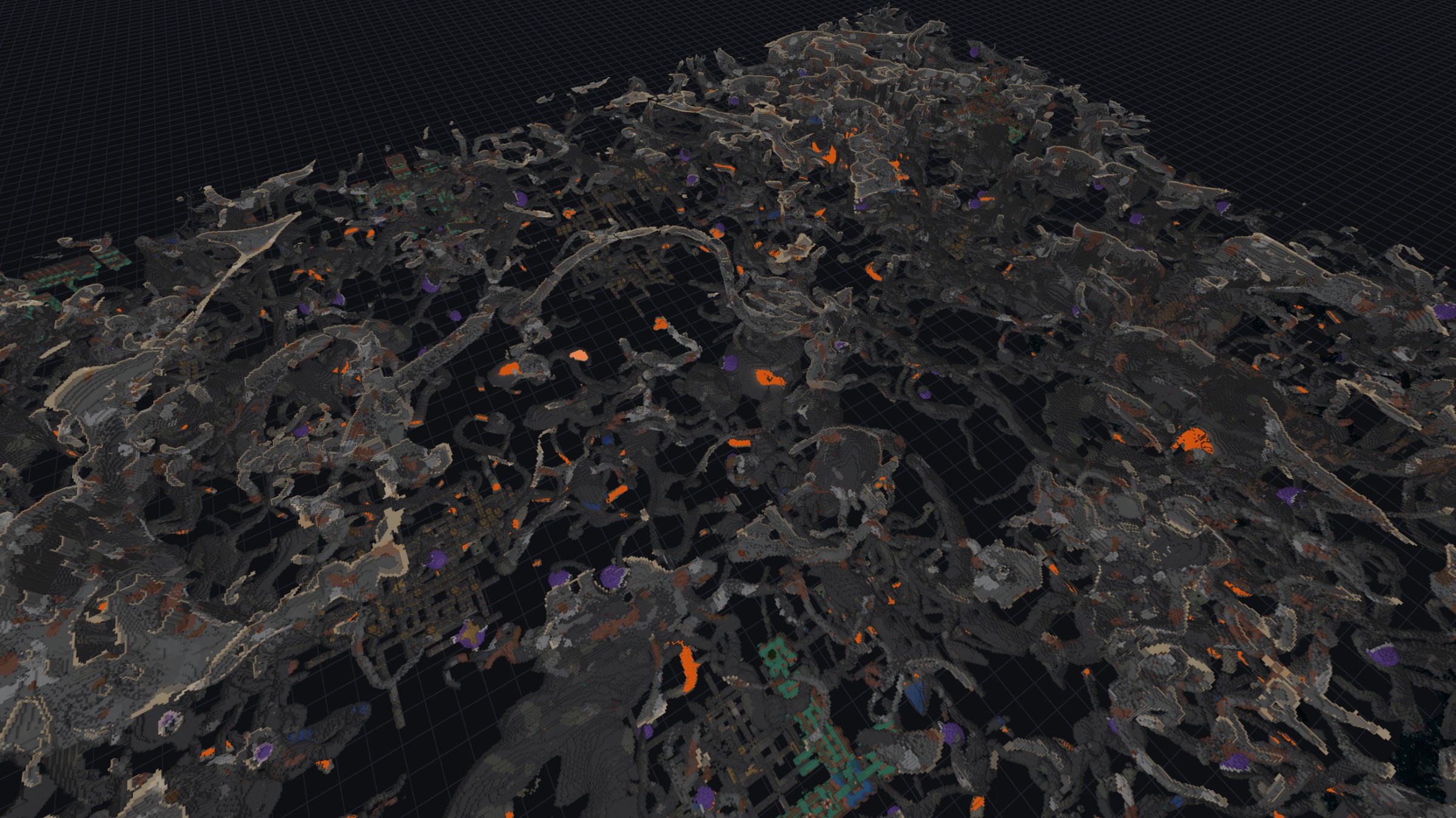 Vantage cave view revealing an underground Minecraft world